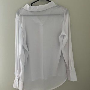 White sheer collared full sleeves blouse, Size M